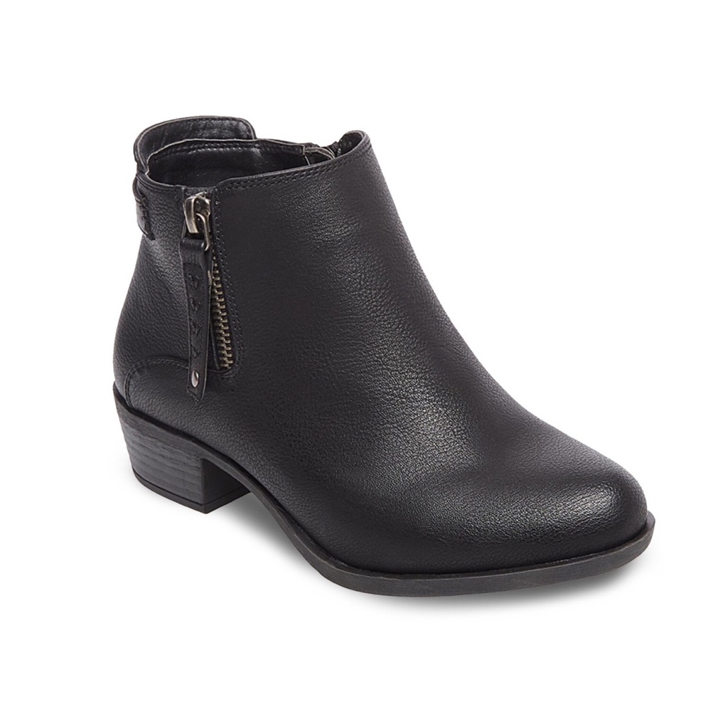Madden Girl Bronco Suede Bootie Black Stacked Heel Ankle Boots Womens Size 7.5